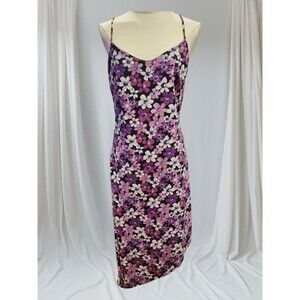 VTG 90s Y2k BYER TOO! Floral Fitted Dress Sleeveless Prom Sexy Whimisgoth Sz-L
